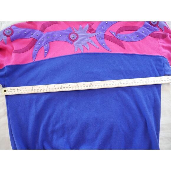 VINTAGE | Red Bandana Studio Patched Pink & Purple Sweatshirt Size Large - Picture 11 of 11